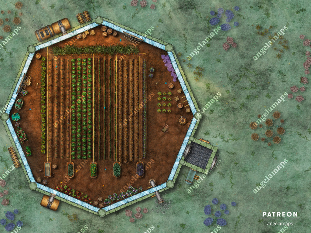 Greenhouse under water battle map for D&D