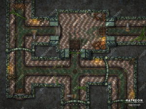 Sewer battle map for TTRPGs