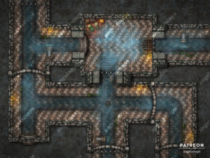 Clean sewer battle map for TTRPGs