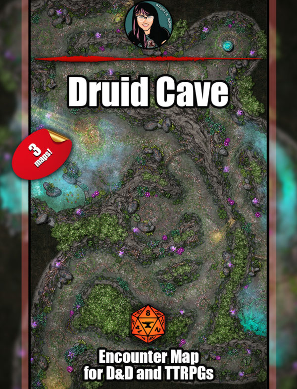 Druid Cave battle map with Foundry VTT support