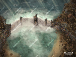 The falls - autumn waterfall battle map by Angela Maps