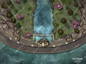 Phased and animated battle map of a bridge breaking apart, for TTRPGs