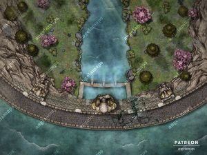 Phased and animated battle map of a bridge breaking apart, for TTRPGs