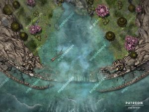 Phased and animated battle map of a bridge breaking apart, for TTRPGs