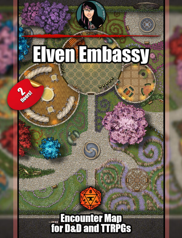 Elven embassy battle map, huge 80 x 60, two stories