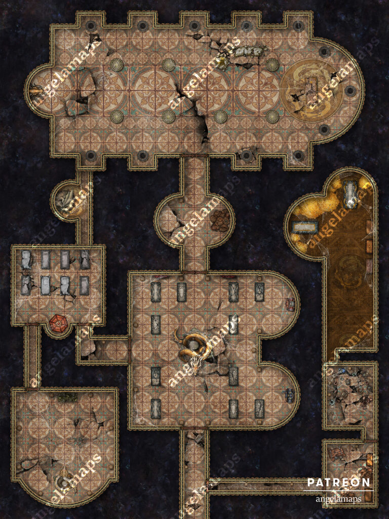 Abandoned Tomb battle map for D&D and other TTRPGs