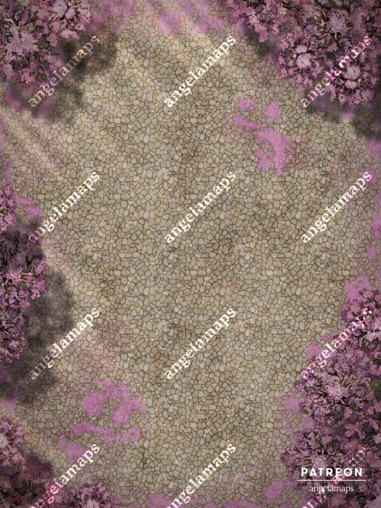 Cherry blossoms open battle map for TTRPGs