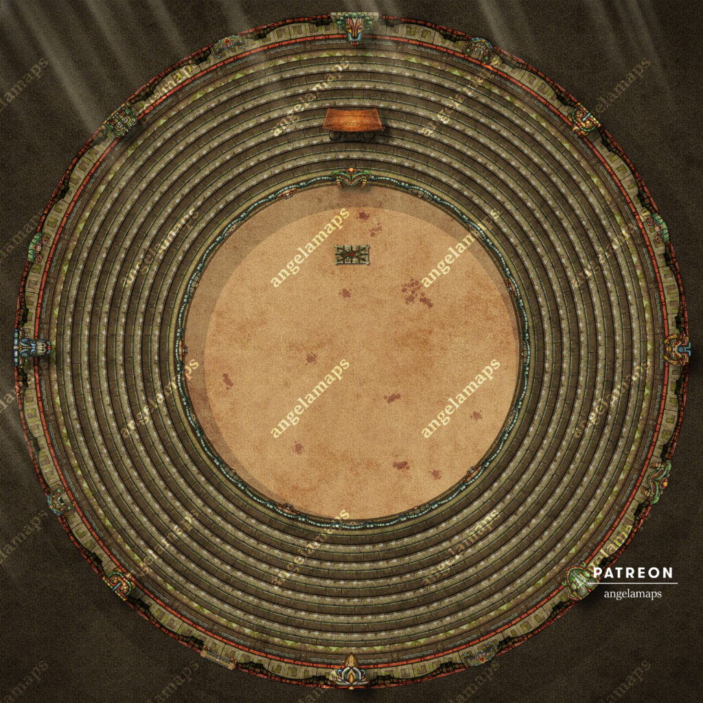 Round Arena - sacrificial table version, battle map for TTRPGs