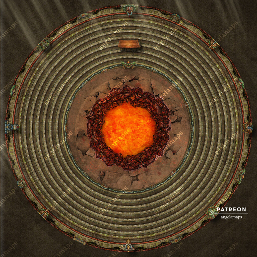 Round Arena - Lava version, battle map for TTRPGs