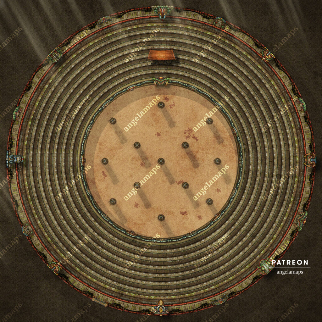 Round Arena - pillars version, battle map for TTRPGs