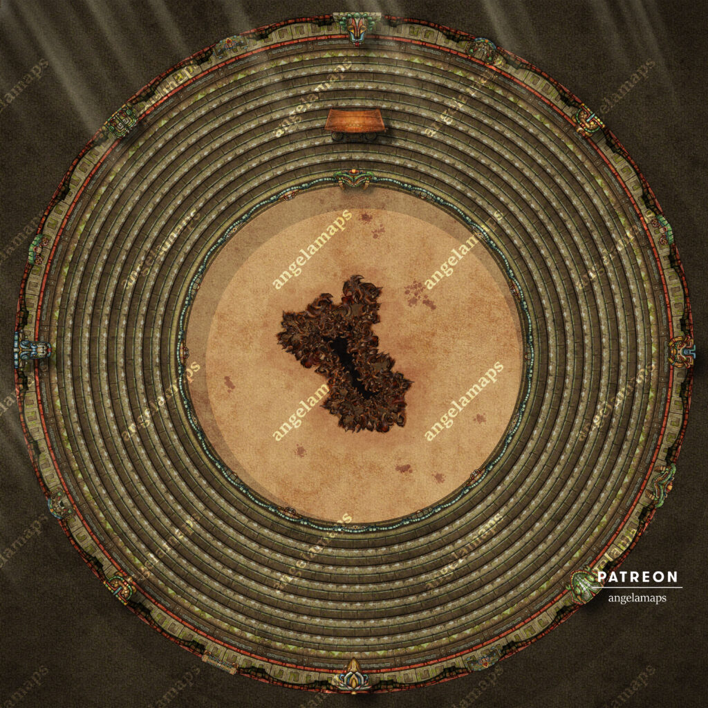 Round Arena - pit version, battle map for TTRPGs