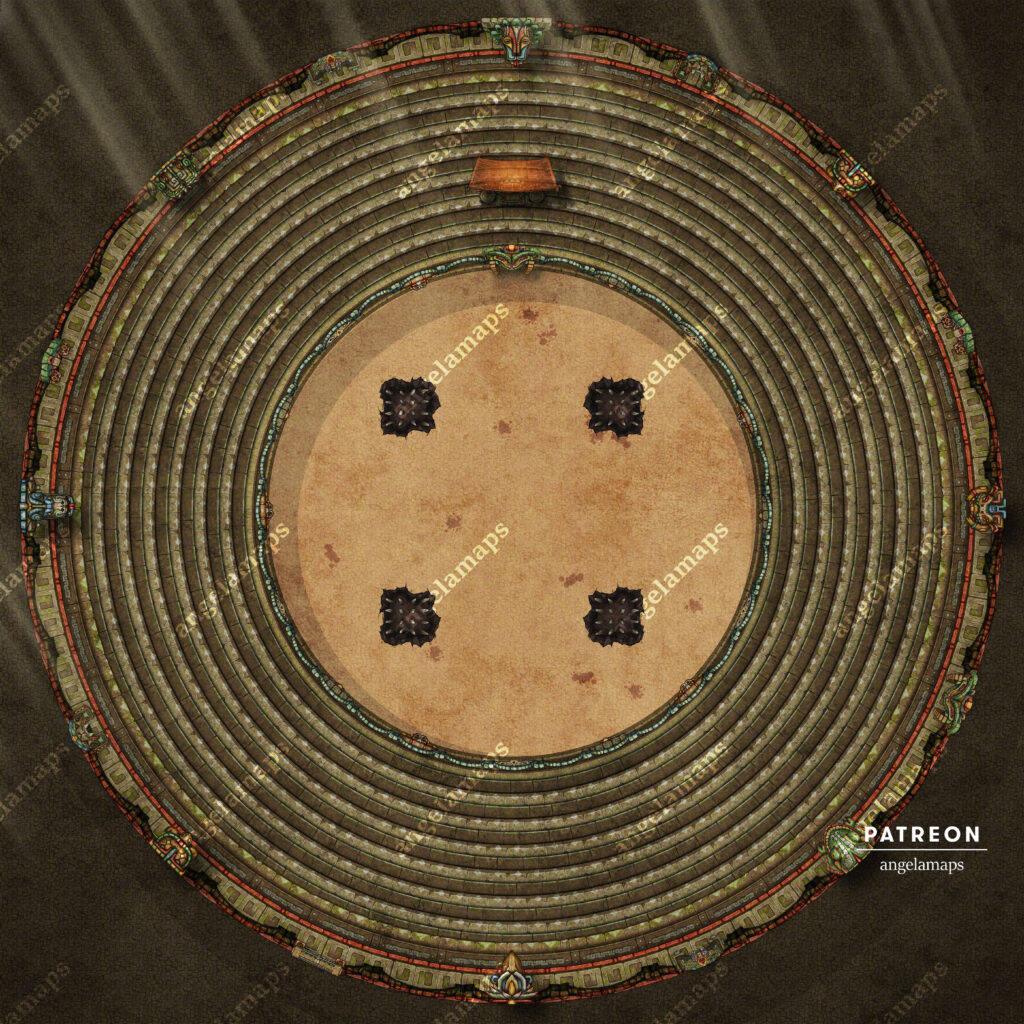 Round Arena - traps version, battle map for TTRPGs