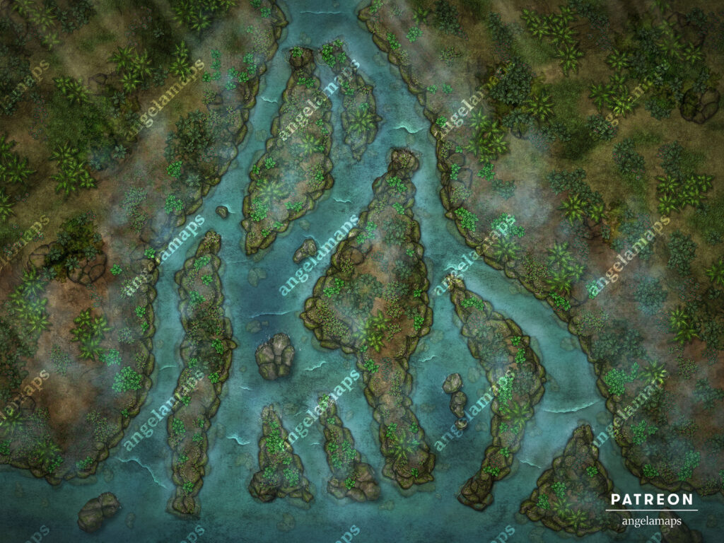 River delta animated battle map for TTRPGs