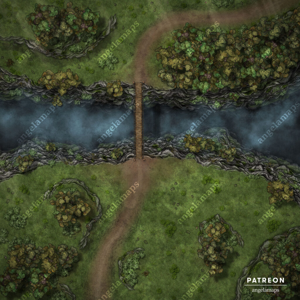 Old rope bridge over an abyss animated battle map for TTRPGs