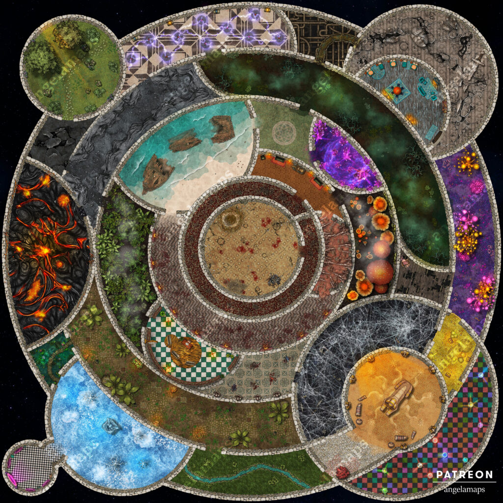 Cosmic Labyrinth planar battle map from Angela Maps for D&D and other TTRPGs