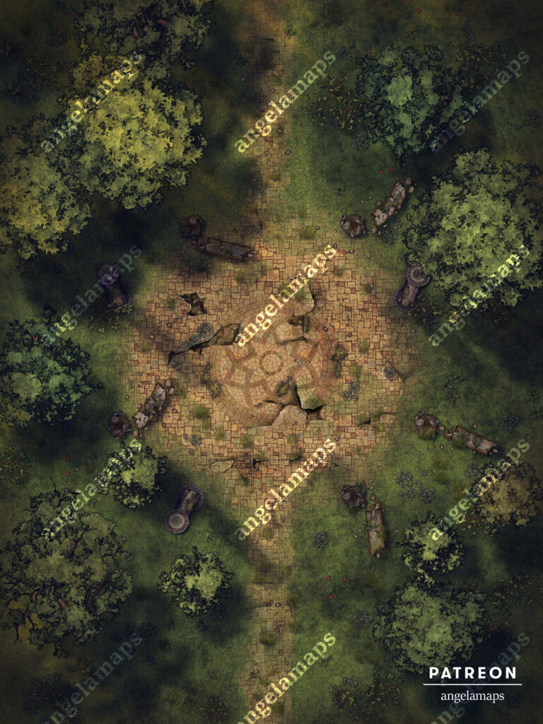 Mysterious ruins animated battle map pack setup for FVTT