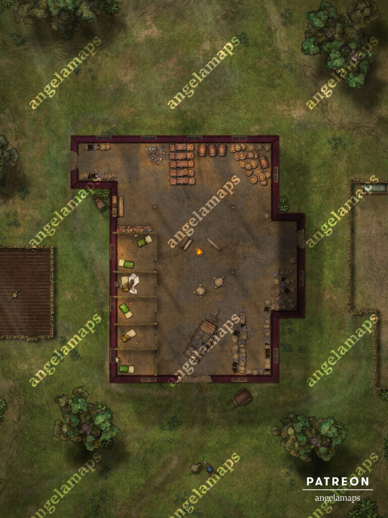 Theives den in an old barn battle map from Angela Maps