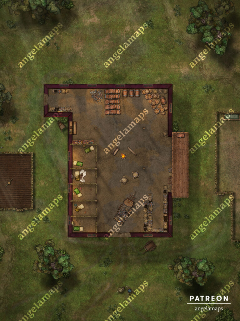 Theives den in an old barn battle map from Angela Maps