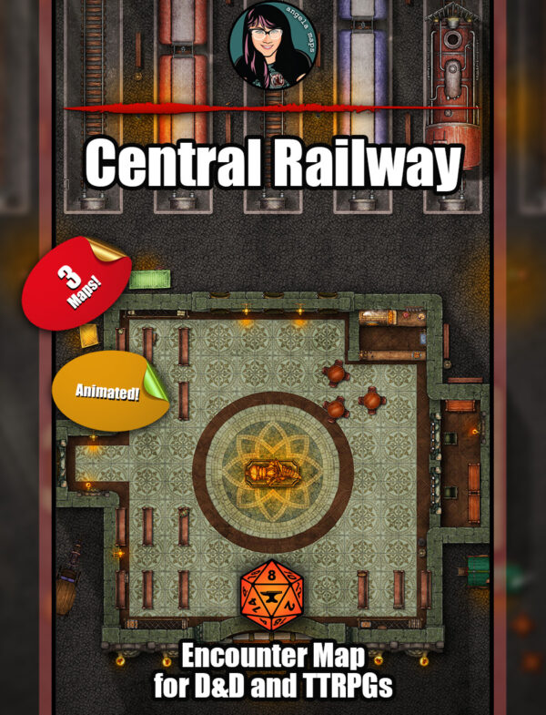 Central Railway- train station animated battle map pack with Foundry VTT