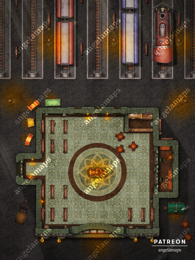 Central Railway - train station battle map. For ttrpgs, maybe ebberon?